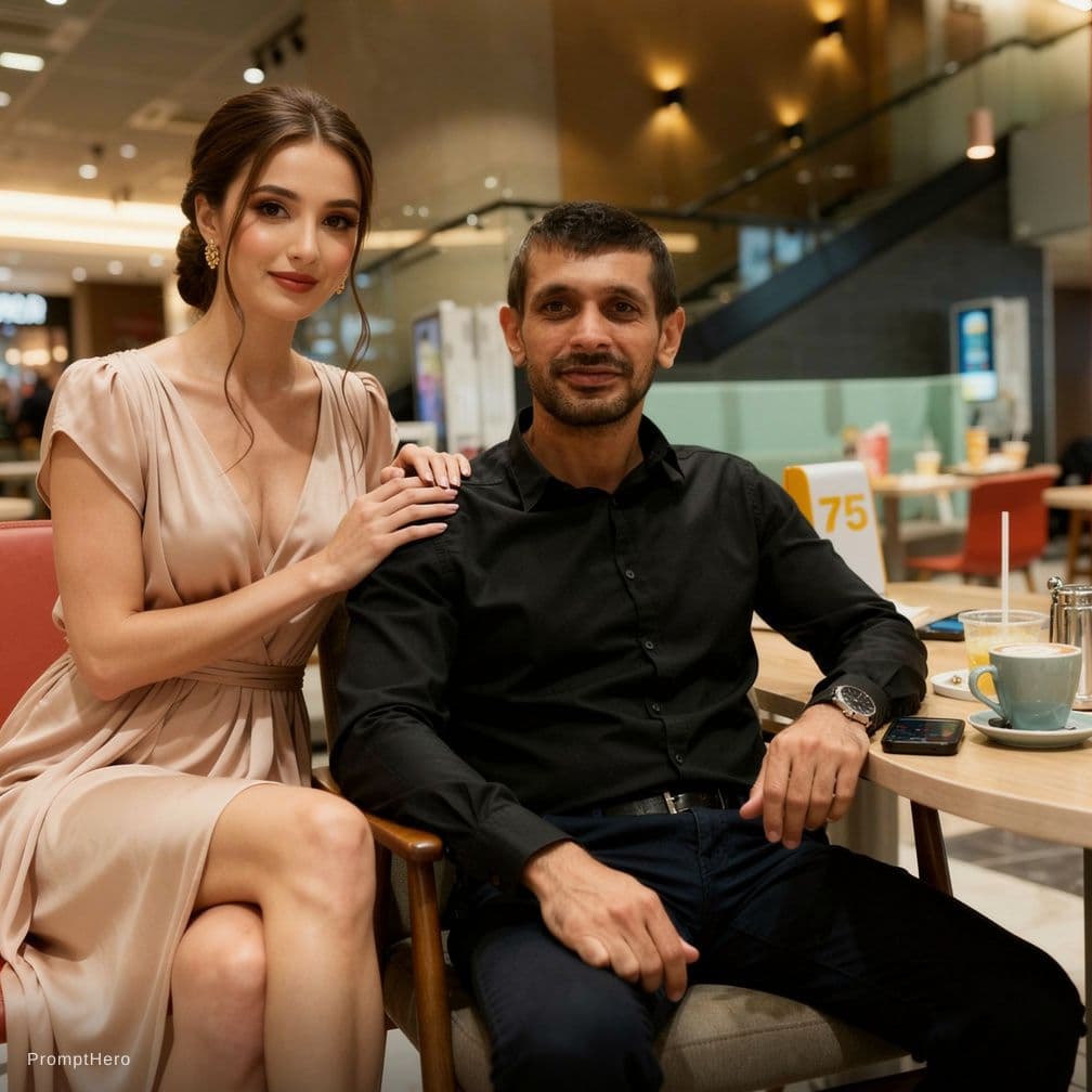 AI generated: A realistic cinematic photo of a young couple sitting together at Park Bulvar in Baku, Azerbaijan. T...
