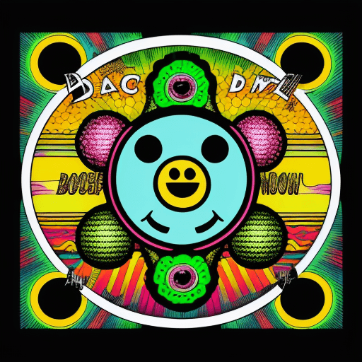 AI generated: Vintage comic HD illustration of an acid smiley, psychedelic, digital art, halftone, psychedelic sty...