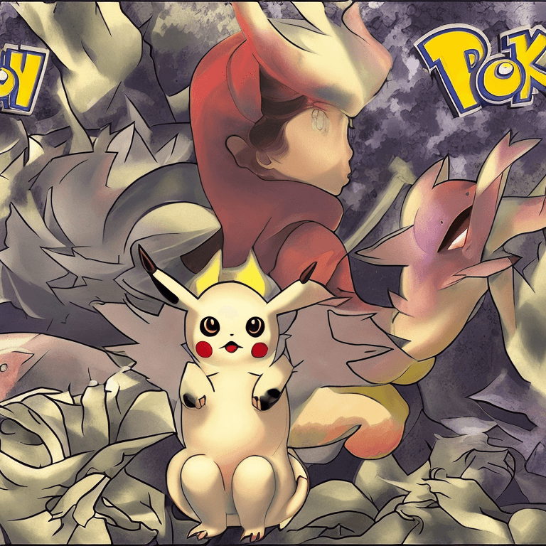 AI generated: pokemon wallpaper, Mewto, hd background, in the style of chiaroscuro technique, suehiro maruo, energ...