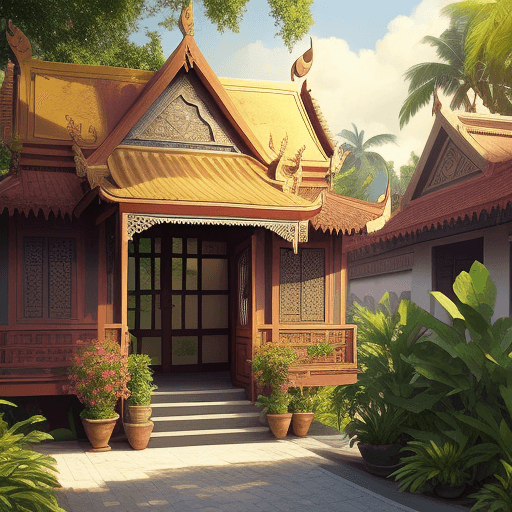 AI generated: Creat this image becom Indochine house, sunny, clearly artmostphere