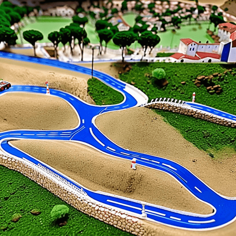AI generated: Ciutadella de Menorca cross Scalextric club