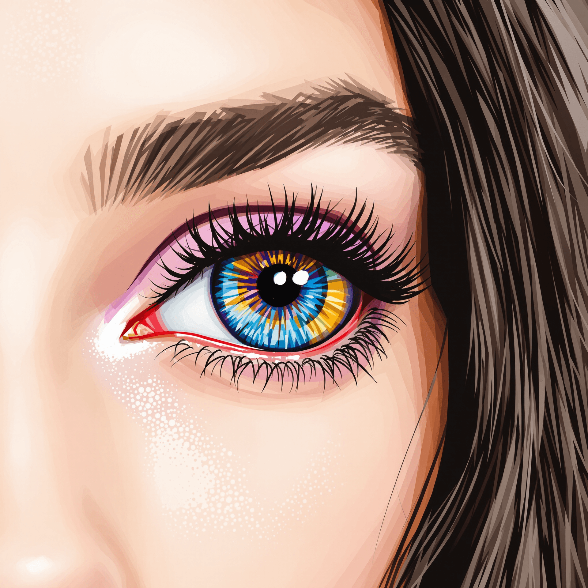 AI generated: Eye in Flat Multicolor Iris Detail