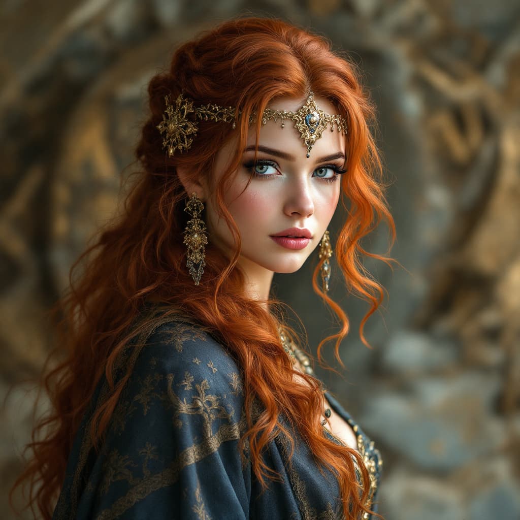 AI generated: Exotic Red Head Persian Princess of The North, Regent of Khal