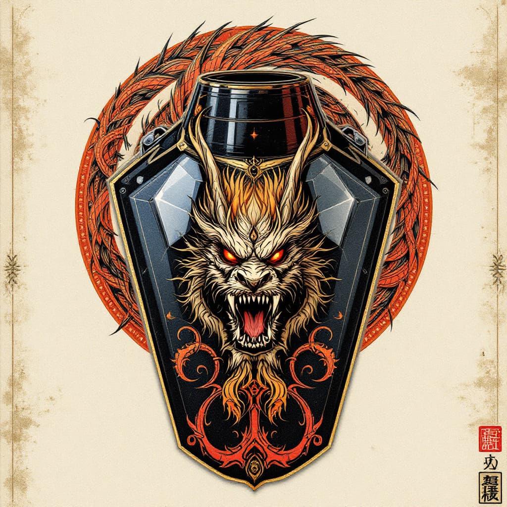 AI generated: Japanese dragón design for motorcycle tank


