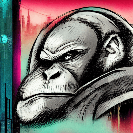 AI generated: Creat a NFT of the Bored Ape in the style of cyberpunk.