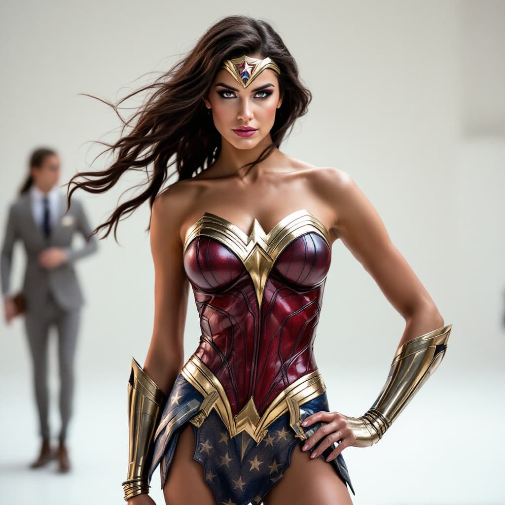 AI generated: A transgender dressed as wonder woman.
