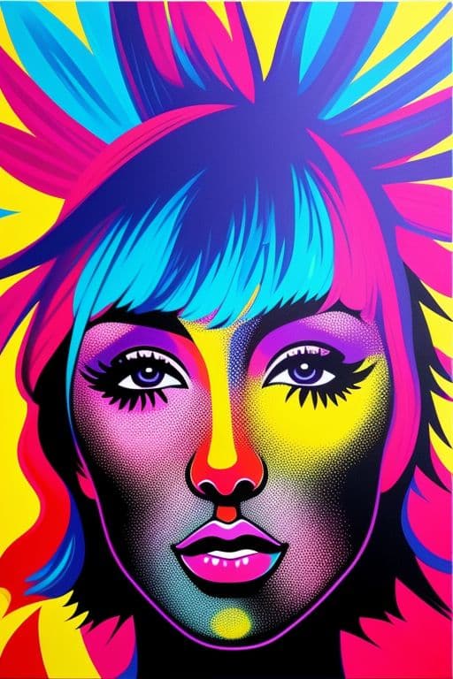 AI generated: Abstract psychedelic pop art acrylic painting 