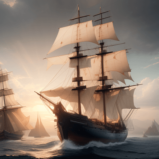 AI generated: Photo of a ultra realistic sailing ship, dramatic light, pale sunrise, cinematic lighting, battered,...