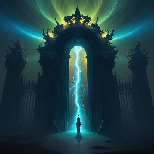 AI generated: a comics rendition inspired by the fantasy artist Neil Gaiman, showcasing the majestic gates of heav...