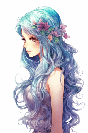AI generated: Elegant illustration, three-quarter view, bowschest shot, a graceful anime figure, with a serene exp...