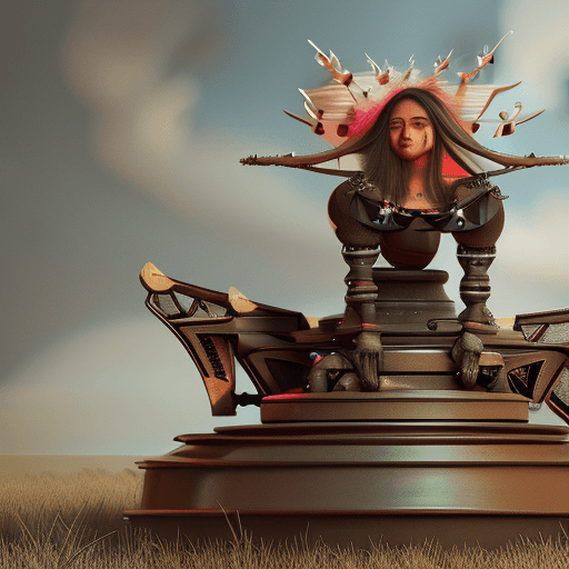 AI generated:  A young sorceress, transported in other world, the land of robots, while looking for her way home, ...