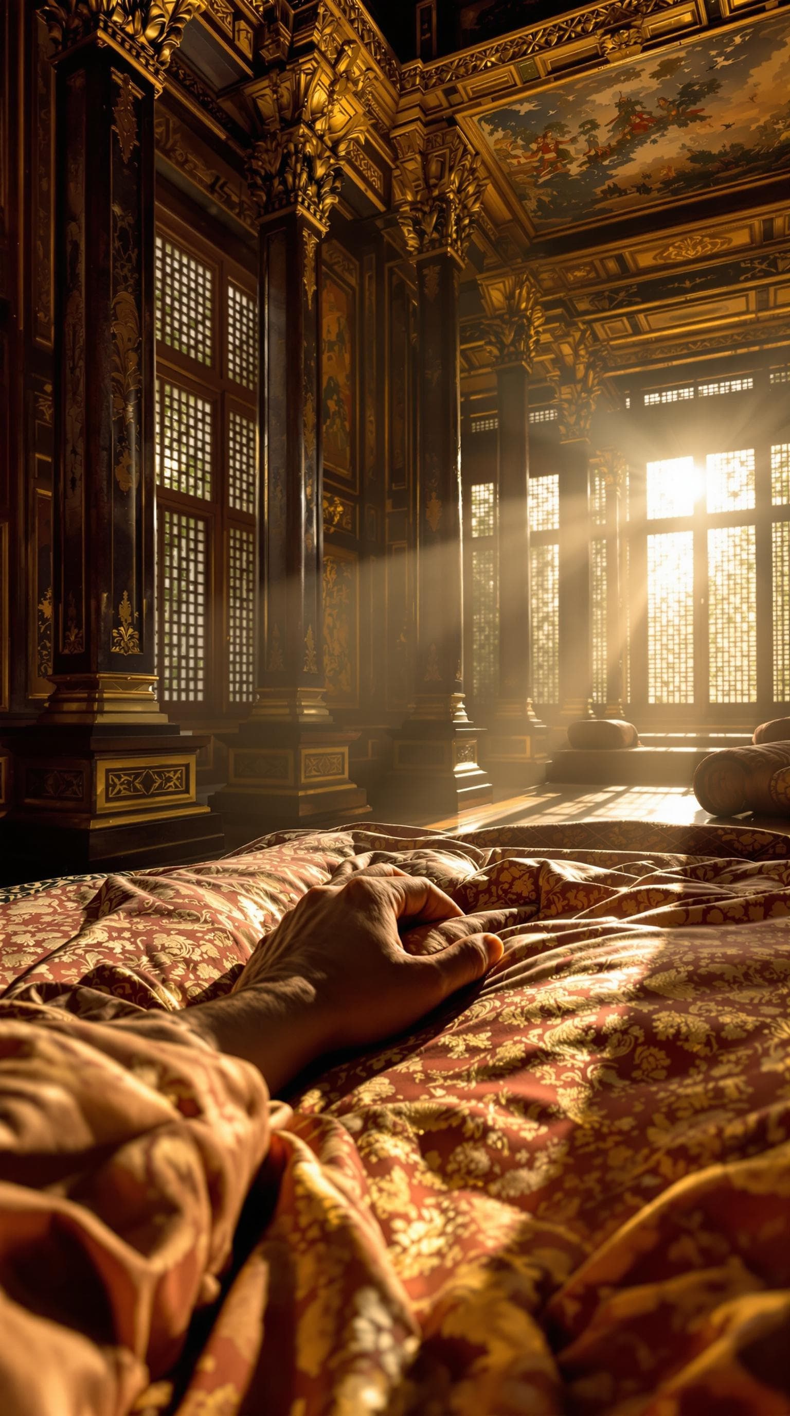 AI generated: First-person view, starting with a soft, out-of-focus blur that slowly sharpens to reveal my own han...