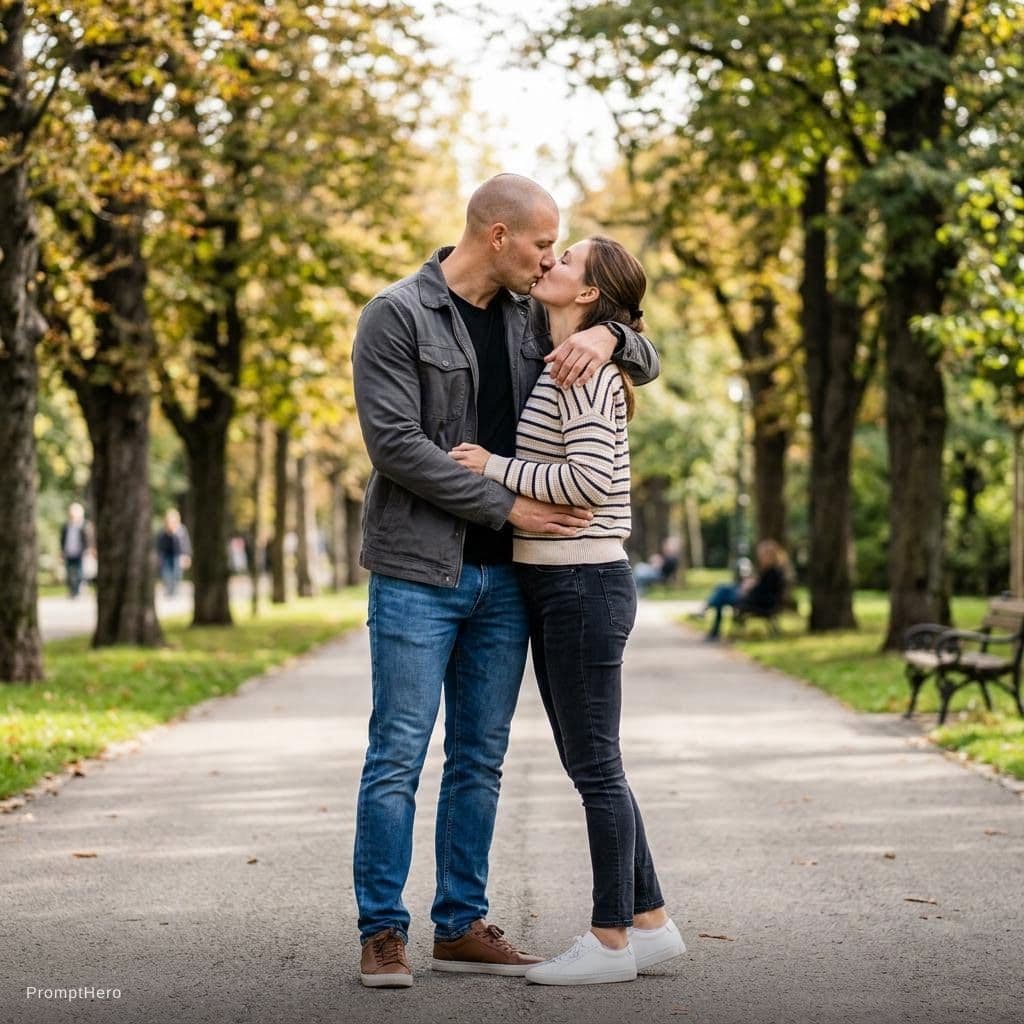 AI generated: full body picture kissing johny sins