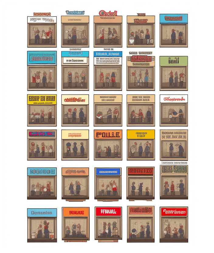 AI generated: old school pixel graphic of people doing random things