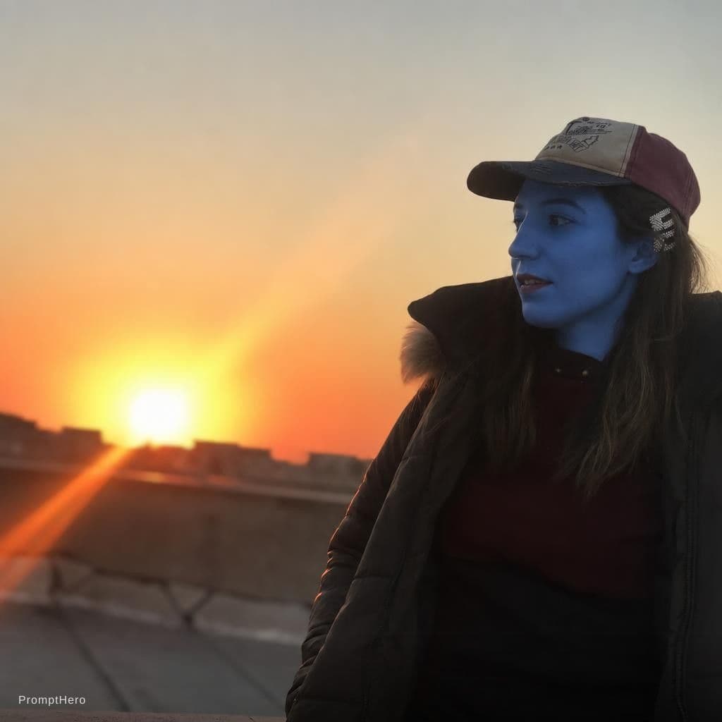 AI generated: Blue face