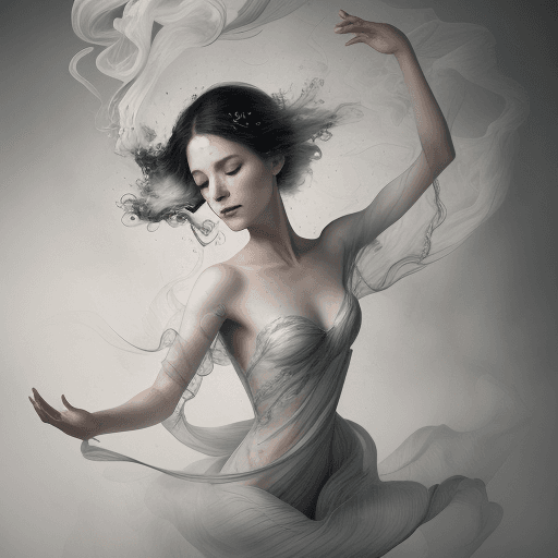 AI generated: smoke sculpture portrait of a woman, in the style of flowing fabrics, delicate ink washes, dance, ju...