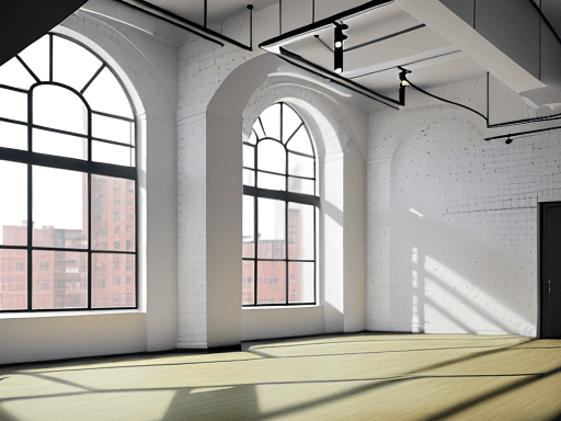 AI generated: High-resolution photography of interior design, of a gym inside a building with surrounding apartmen...