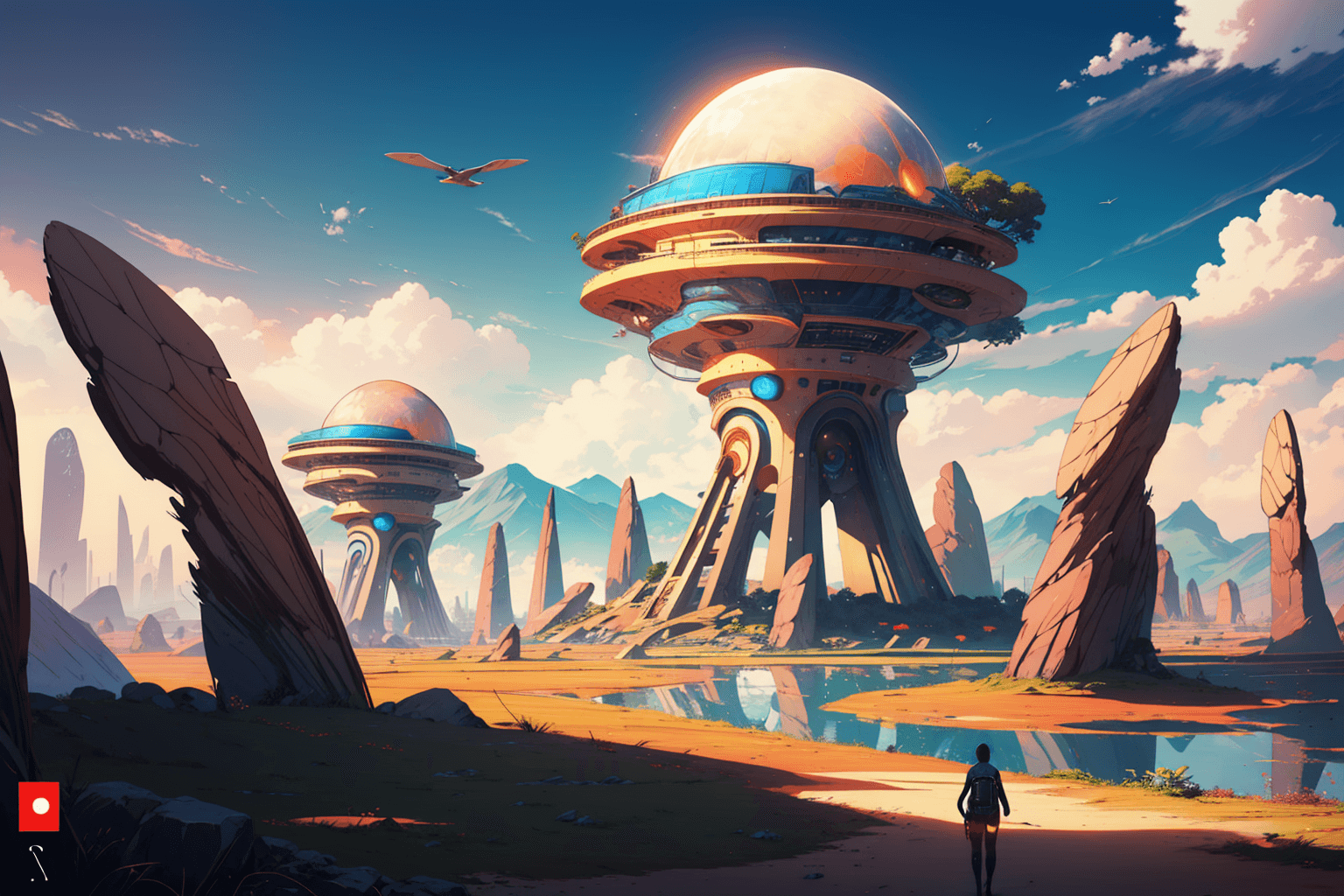 AI generated: masterpiece, best quality, (solarpunk:1.2), (afrofuturism), landscape, highres