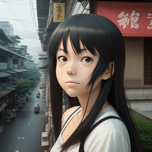 AI generated: anime, studio ghibli, High resolution portrait, Bangkok city, 
