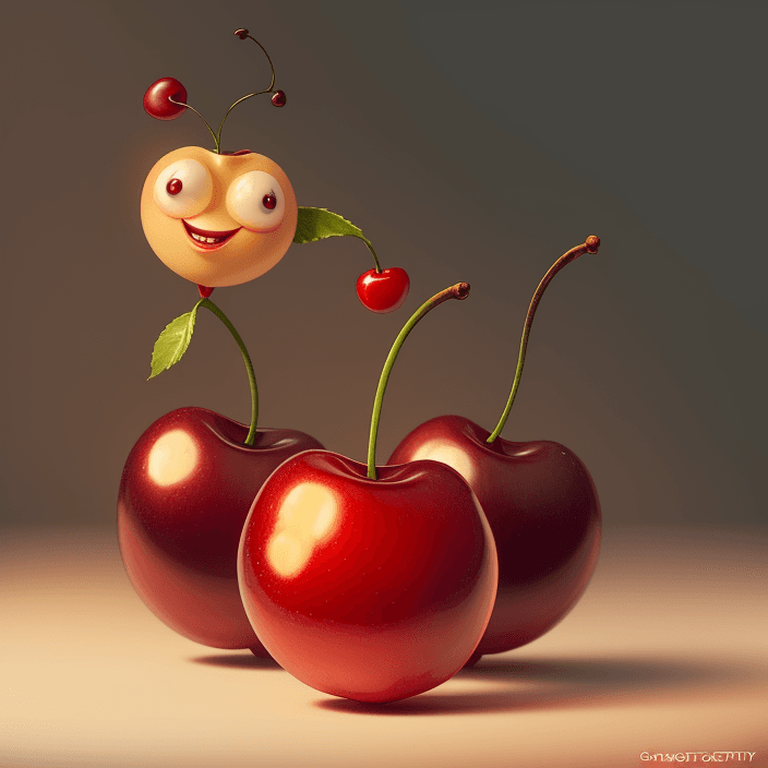 AI generated: A happy cartoon cherry fruit, Pixar Style, perfect composition, 8k artistic photography, photorealis...