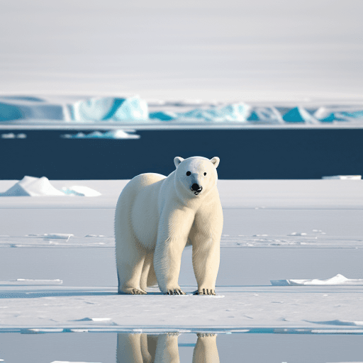 AI generated: A detailed photo of a polar bear (standing on a remote Arctic ice floe) during a serene Arctic day, ...