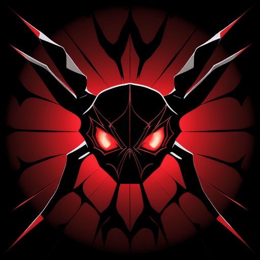 AI generated: Design a logo featuring a menacing red and black spider, with sharp, stylized details that emphasize...