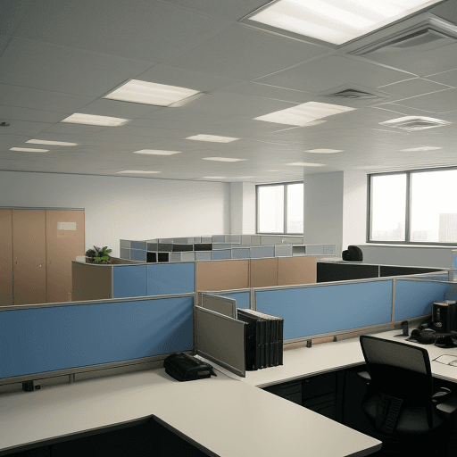 AI generated: filmic photo of an office