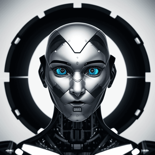 AI generated: "Please describe the following image: The image shows a humanoid robotic face with a unique facial e...
