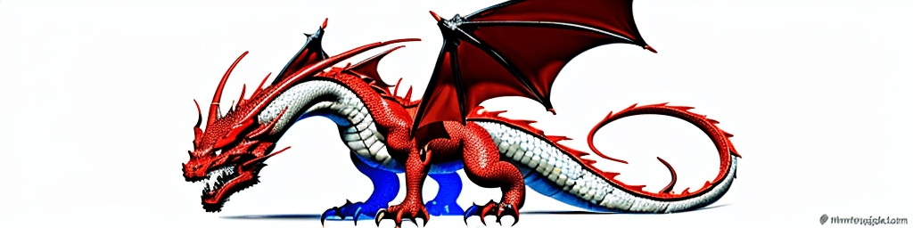 AI generated: Minimalistic dragon on a bright white background. The colors of the dragon should combine black and ...