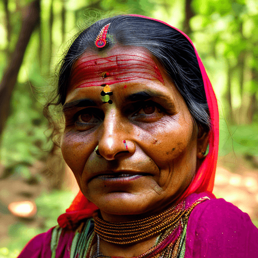 AI generated: portrait of an indian village woman in forest in Himachal pradesh, clear facial features, Cinematic,...
