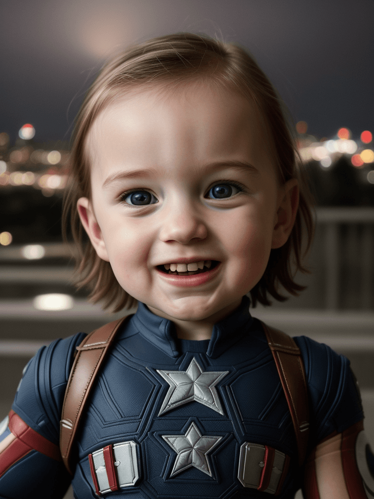 AI generated: Realism, best realism, portrait, portraiture, portrait photography, baby captain america, marvel mov...