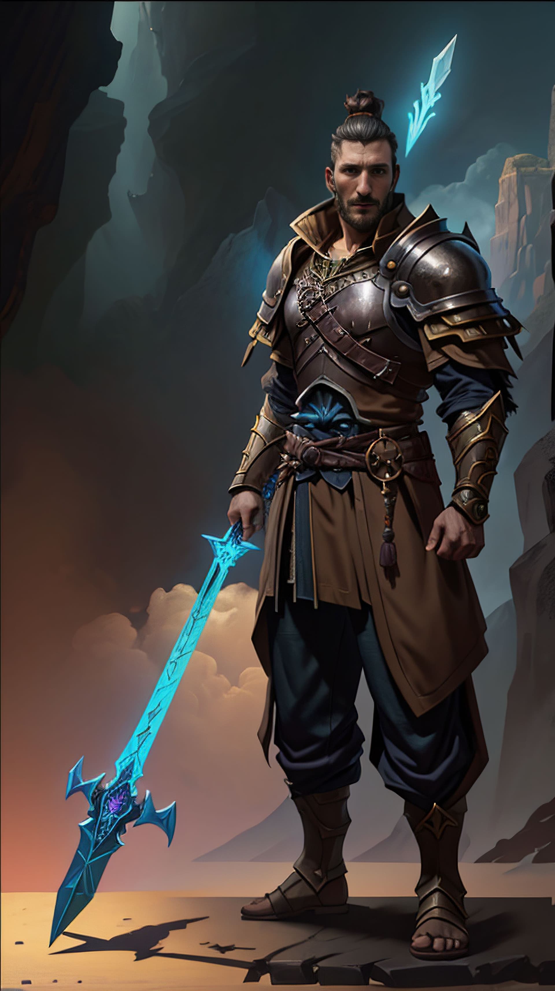 AI generated: 1 guy close up oc d&d portrait - artstyle, sketch, color, Digitally Painted, Striking Pose, plate ar...