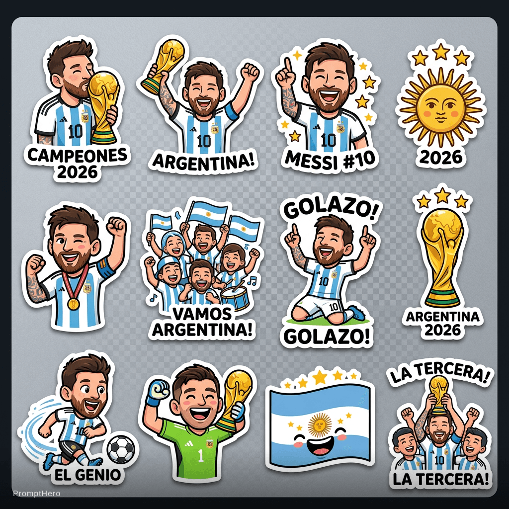 AI generated: Messi y Argentina mundial 2026 stickers
