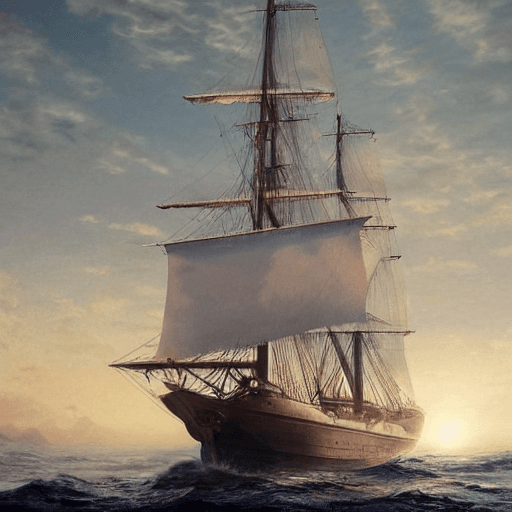 AI generated: photo of a ultra realistic sailing ship, dramatic light, pale sunrise, cinematic lighting, battered,...