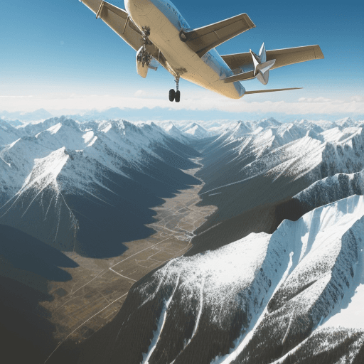 AI generated: plane landing in the mountains