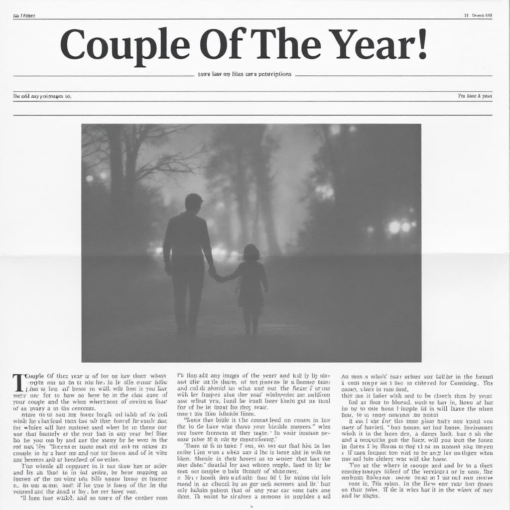 AI generated: A simple page of a newspaper
In the middle of the page write: Couple Of The Year!
Don't add any imag...