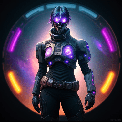 AI generated: space cowboy| futuristic western| detailed space bounty hunter attire| plasma revolver| cybernetic e...