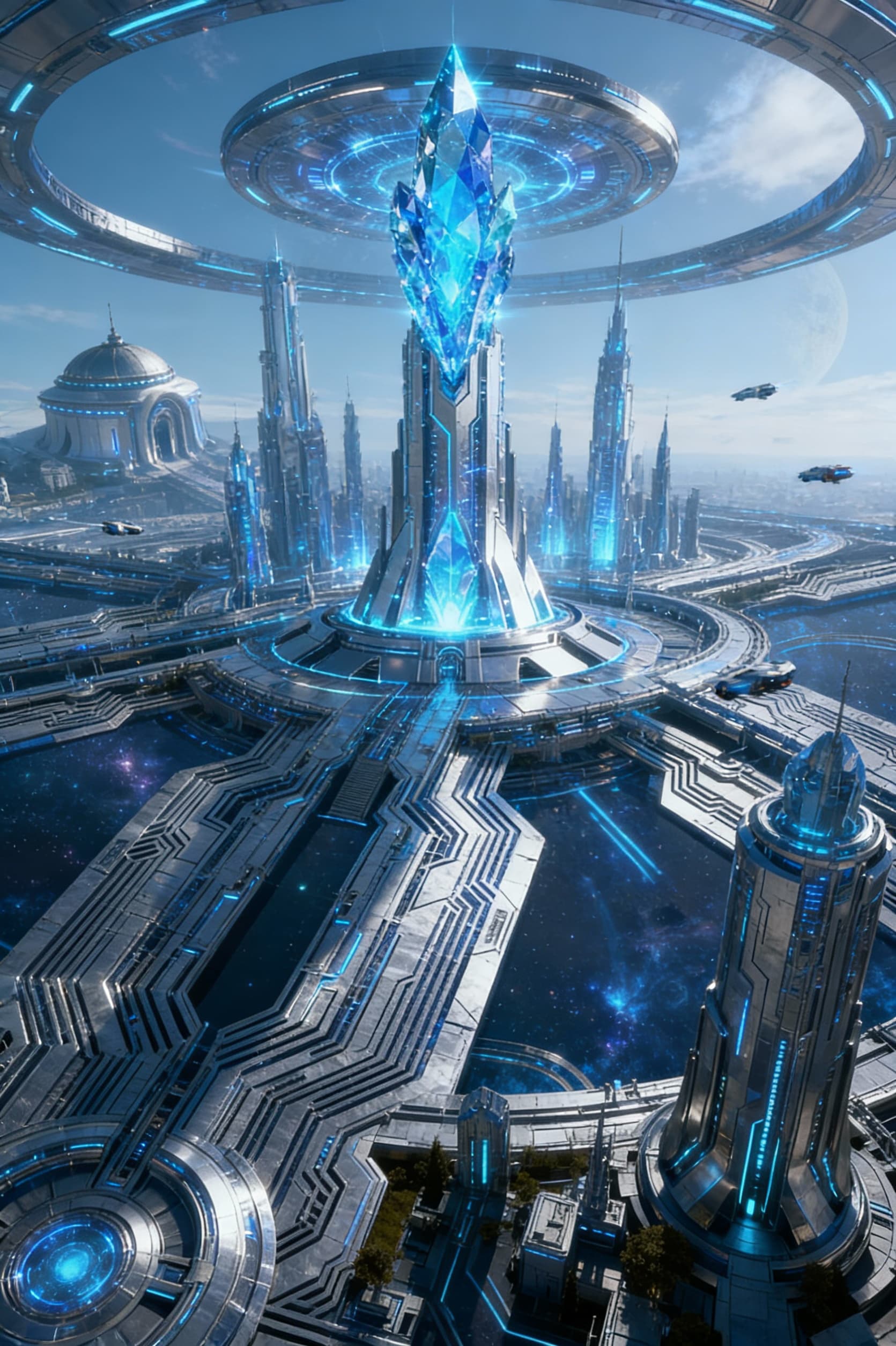 AI generated: Create an Advanced AI Futuristic Mega City of government and control. A Massive scaled city with art...