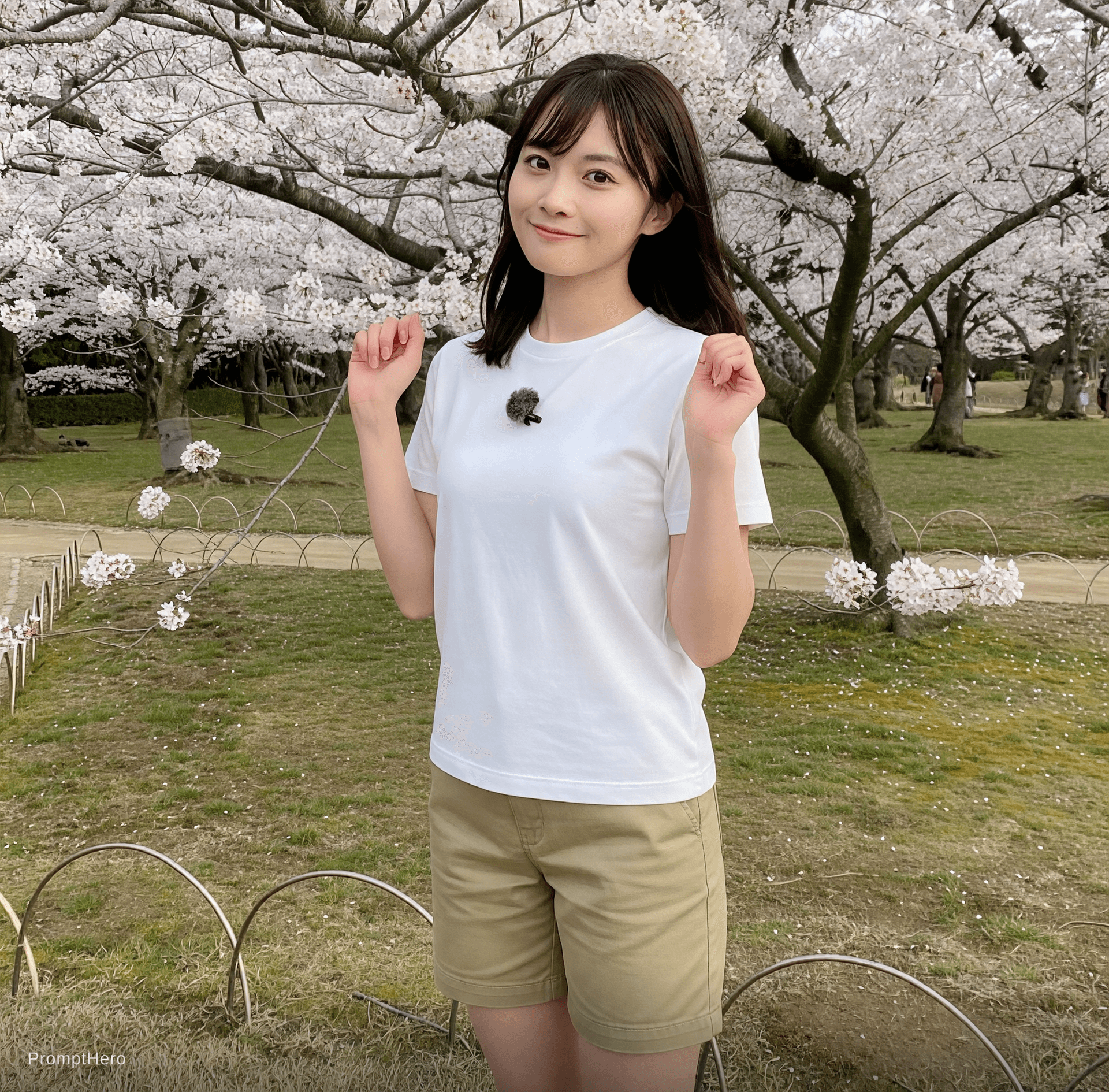 AI generated: Change the outfit to a T-shirt and knee-length shorts.