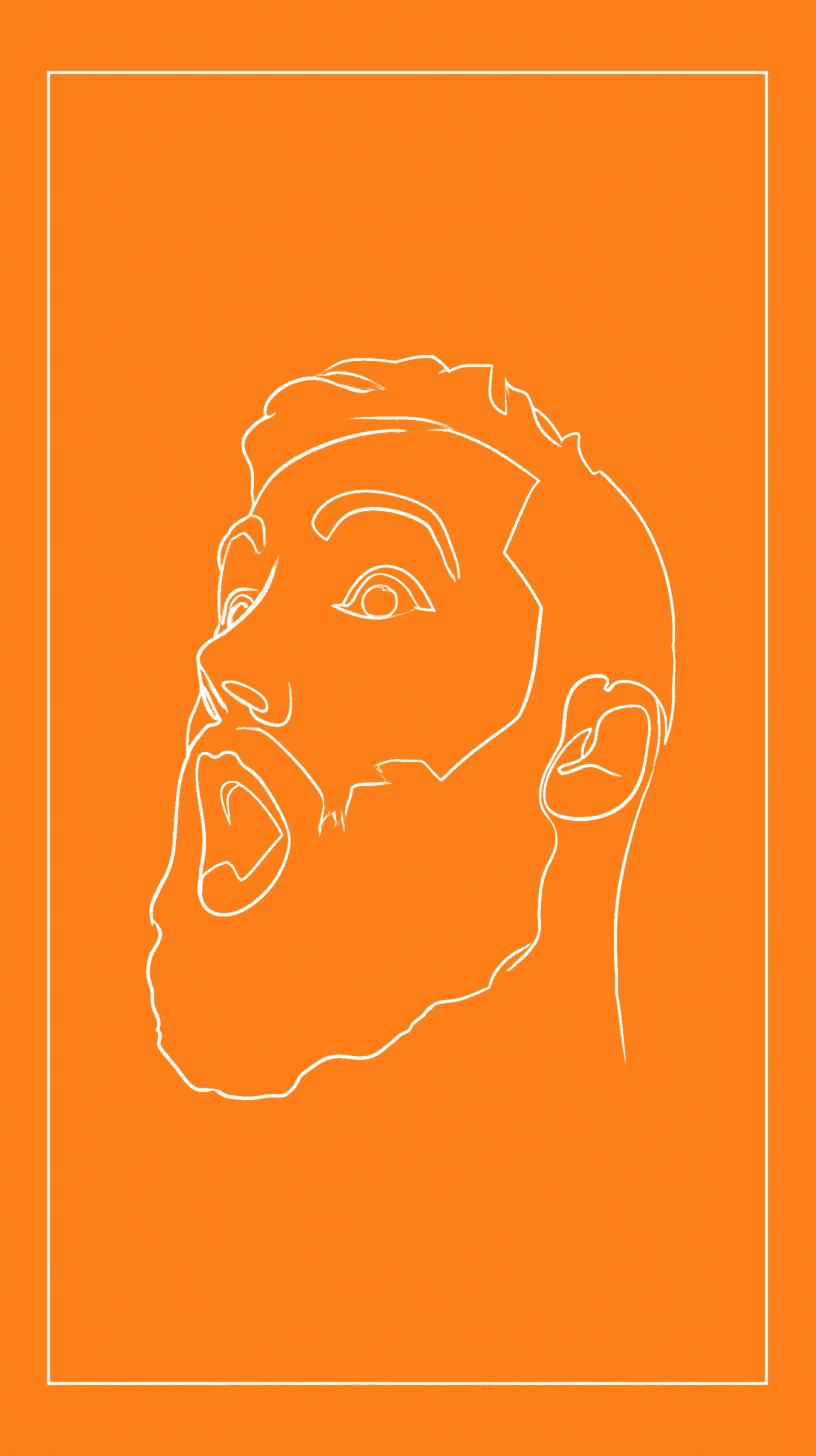 AI generated: simple line, bearded man three quarter portrait, minimal continuous contour, clean negative space ic...