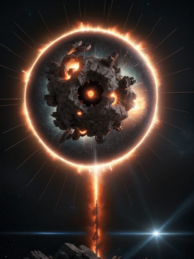 AI generated: Photo of a ultra realistic star explosion, bright light, cinematic lighting, battered, low angle, tr...