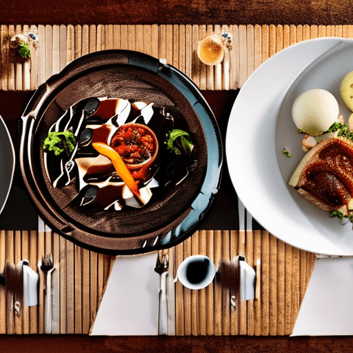 AI generated: Cinematic, Food photography, presenting a top-down view of a table adorned with various types of del...