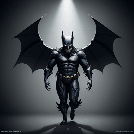 AI generated: devil monster  with the design and character of Batman The devil monster is gold and blue dark, no w...
