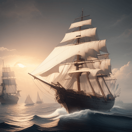 AI generated: Photo of a ultra realistic sailing ship, dramatic light, pale sunrise, cinematic lighting, battered,...