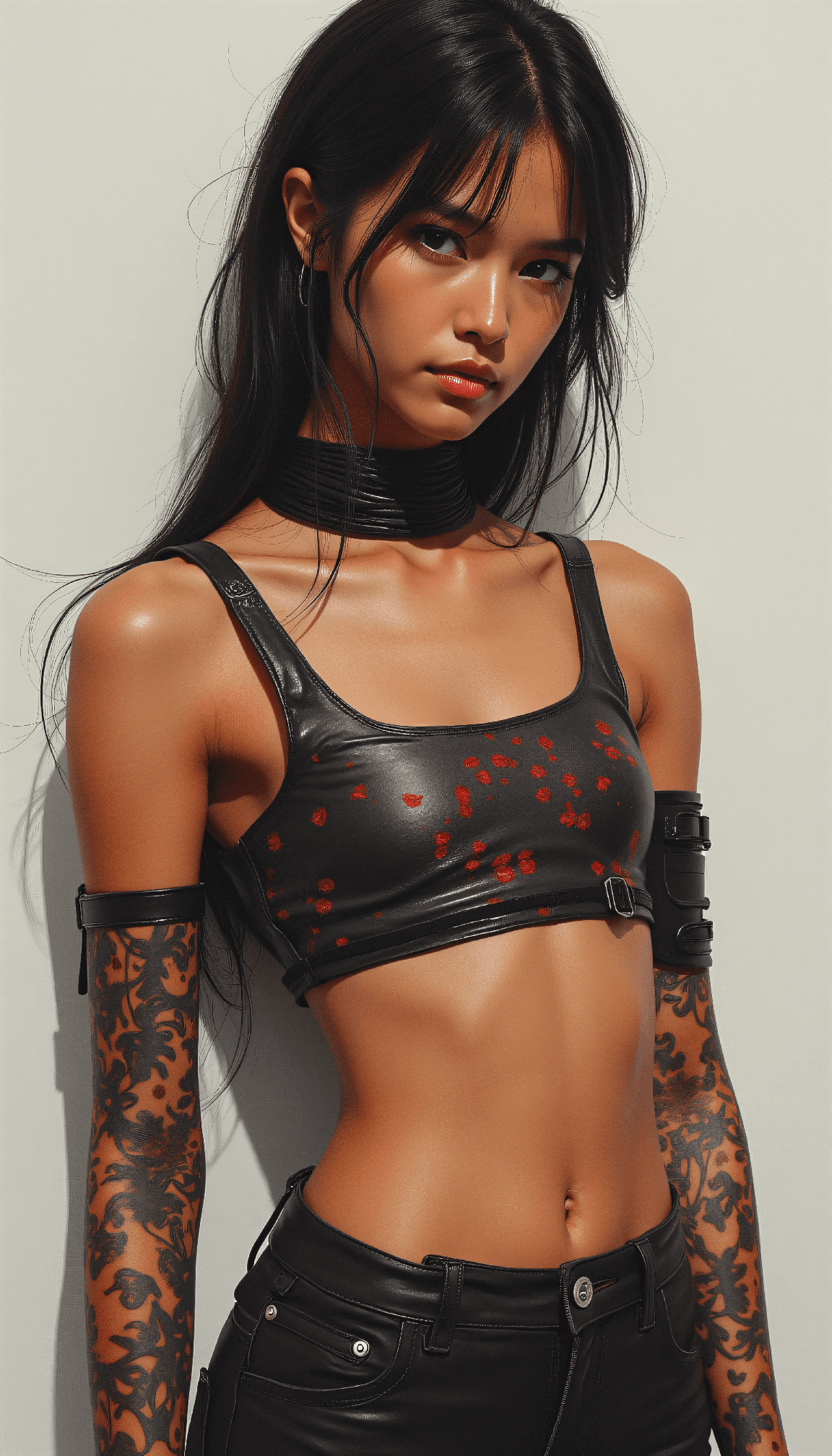 AI generated: Pop surrealist painting with fantasy-inspired brush handling of a video game heroine, wearing fantas...