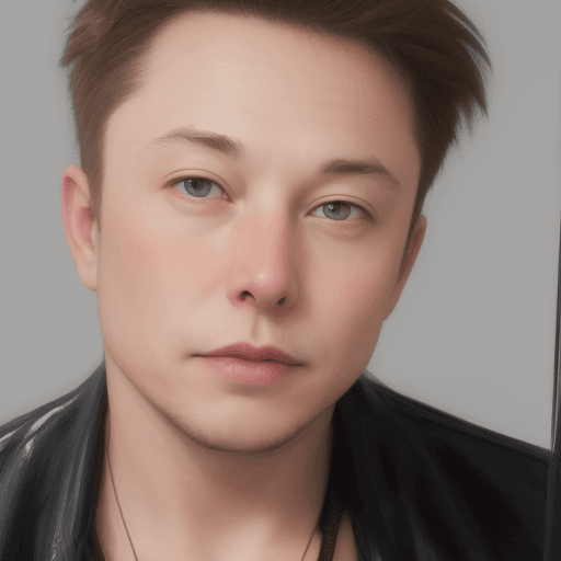 AI generated: elon musk. Half of his face look poor and the other side is rich