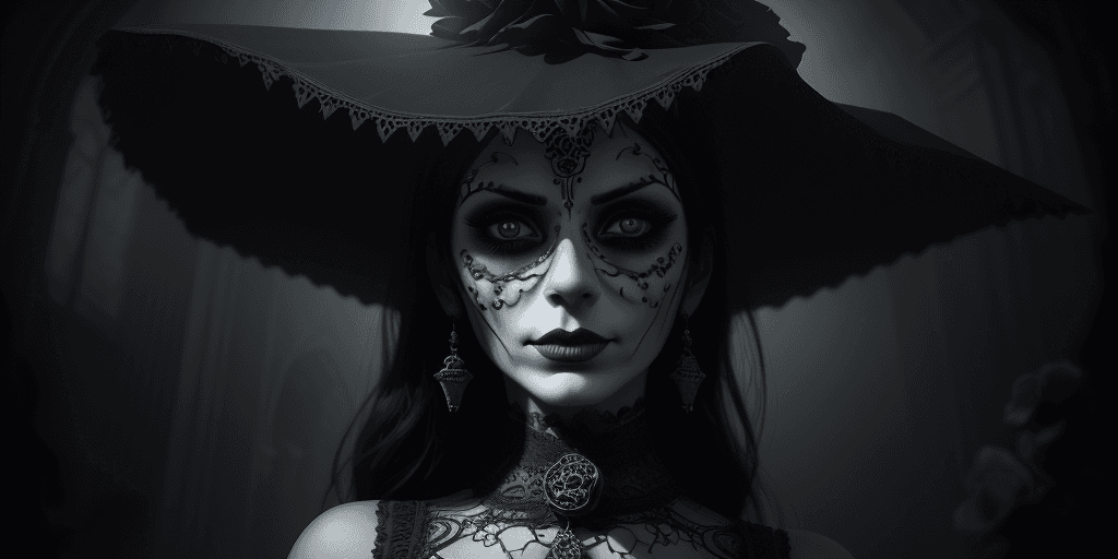 AI generated: Catrina portrait, intricate, ornate, volumetric lighting, cinematic, composition, high contrast, mat...