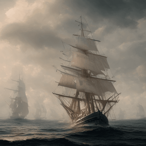 AI generated: Photo of a ultra realistic sailing ship, dramatic light, pale sunrise, cinematic lighting, battered,...