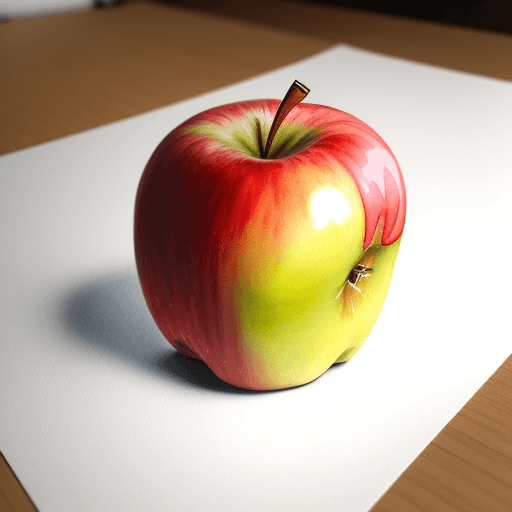 AI generated: Realistic watercolor apple in blocks