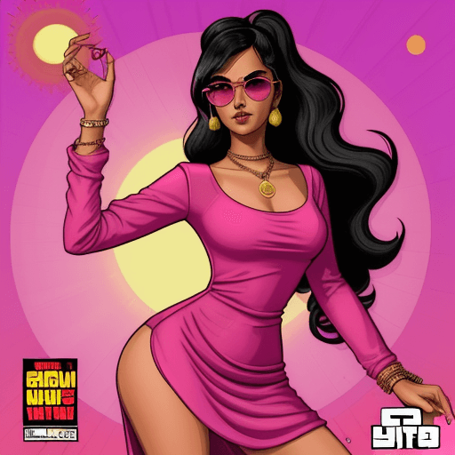 AI generated: A 20 years old Indian girl wears Long Sleeve Evening red dress and Erotic pose and have Black Long P...